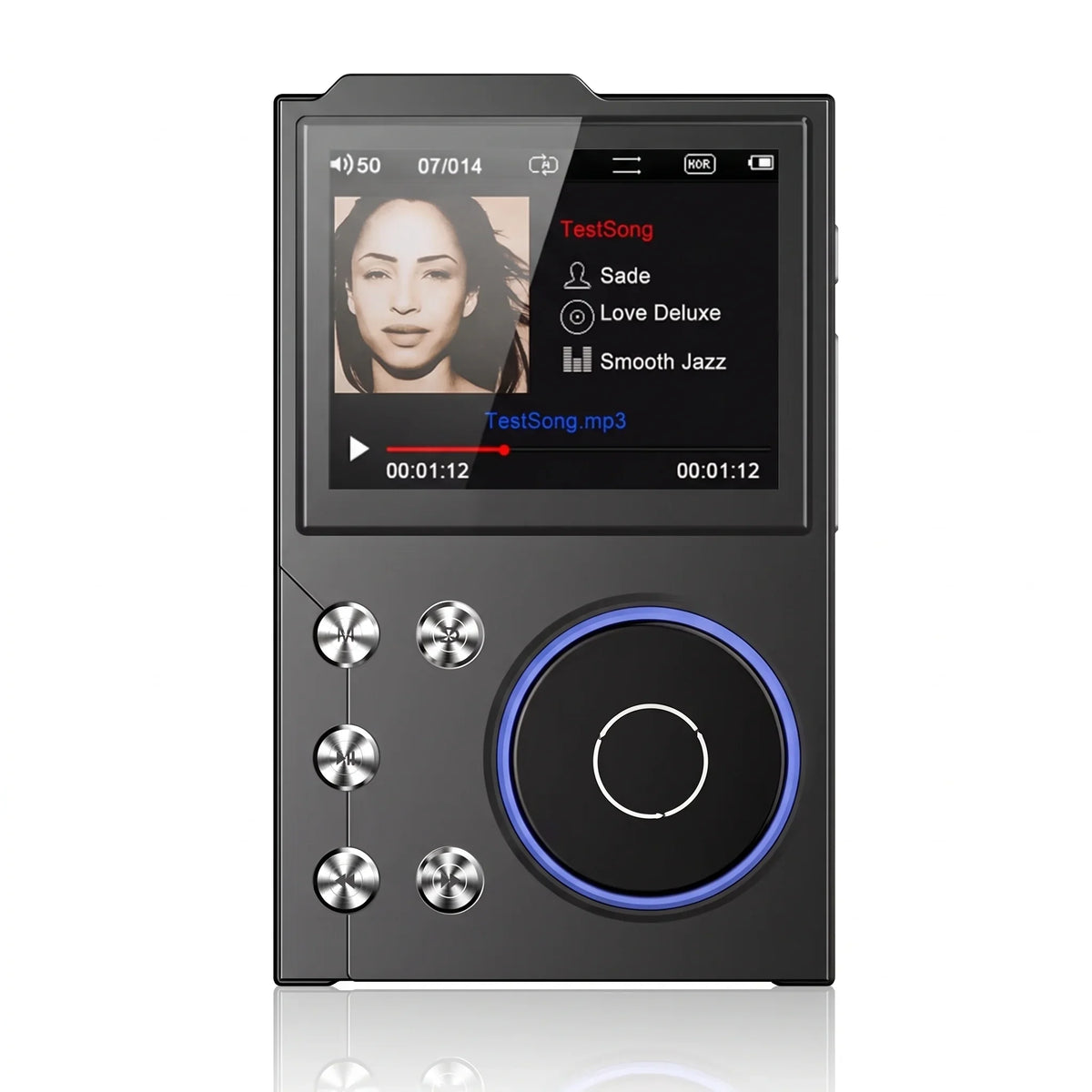 Emp3 Music Player in black, front view
